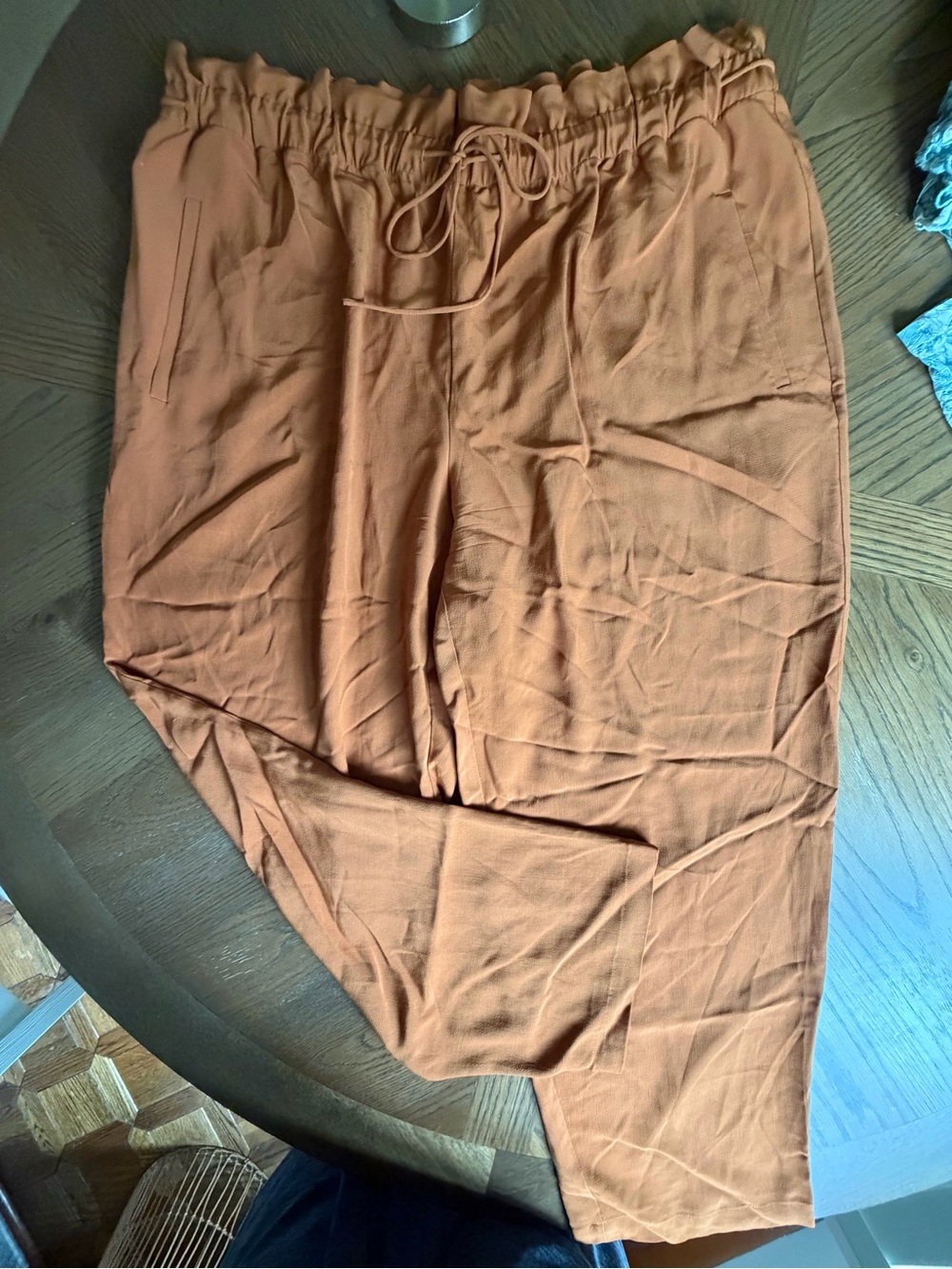 Eileen Fisher Rust Orange Wide-Leg Drawstring Pants